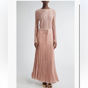 Final Zimmermann Wanderlust Pleated Metallic Midi-Skirt & Sweater Set Metallic